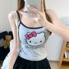 Summer New Sweet and Spicy Style Contrasting Color Edge KT Cat Print Suspender Vest Female Slim Slim and Thin Versatile Top