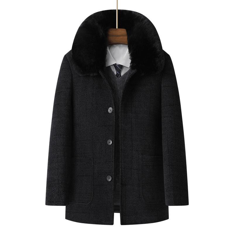 Winter Dad Fleece Thickened Wool Coat In Jacket Elderly Man Casual Father Men's Chenier Top