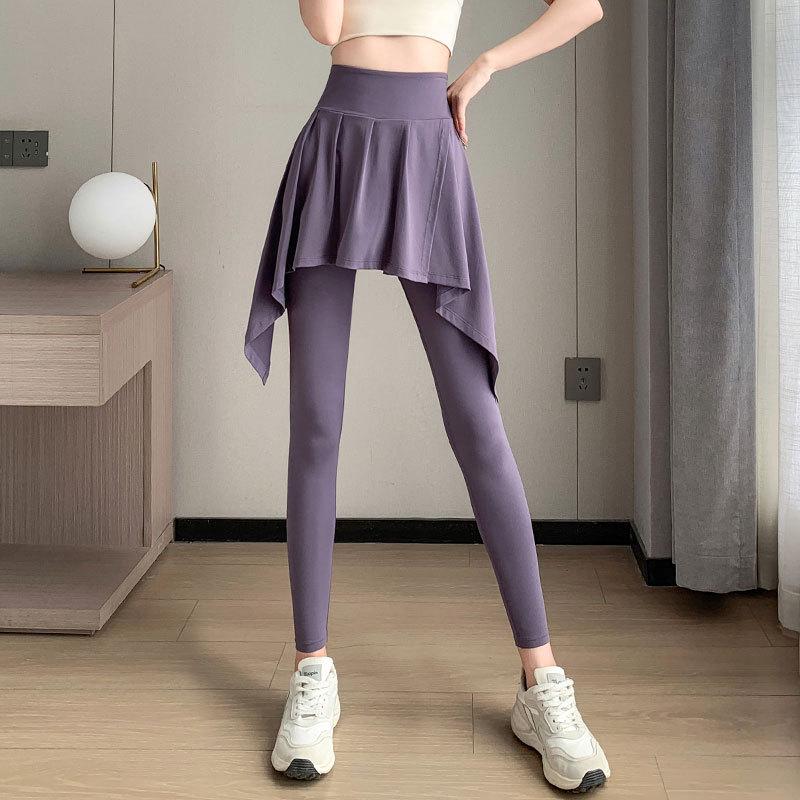 

2024 Женский йога-комплект премиум-класса: Ударопрочный бюстгальтер, спортивная юбка и брюки для утренних пробежек и модного фитнеса S