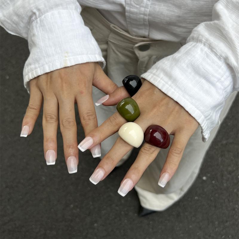 Ins Style Vintage Irregular Transparent Colored Resin Ring New Trend Boho Geometric Finger Rings Aesthetic Jewelry Accessories