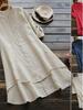 Women's Solid Color Button-Up Cotton Linen Long Sleeve Shirt