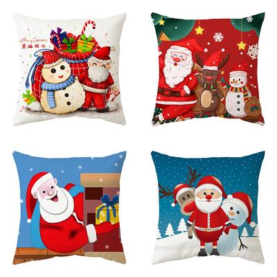 Christmas Pillow Case Decorative Cushion Pillow Cross-border Sofa Print Elk Cushion Holiday Gift Can Be Customized