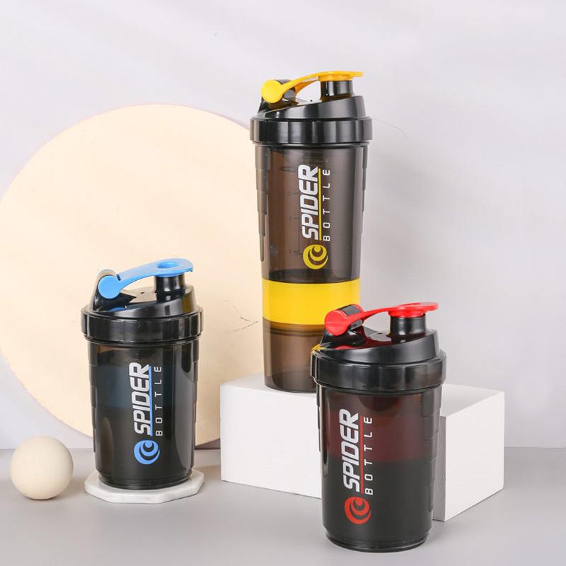 3 Layers Protein Shaker Bottles with Mix Ball Leak Proof Water Bottle for Protein Mixes with Powder Storage and Pill Organizer