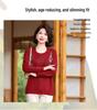 Spring Spliced Knit Blouse for Women Aged 40-60 - Faux Two-Piece Sweater Design