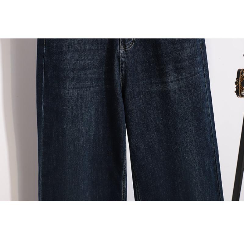 DIMANAF 2026 Herbst Winter Neu Übergröße Damen Lange Hosen Blau Elastische Taille Jeans Lässig Locker Dame
