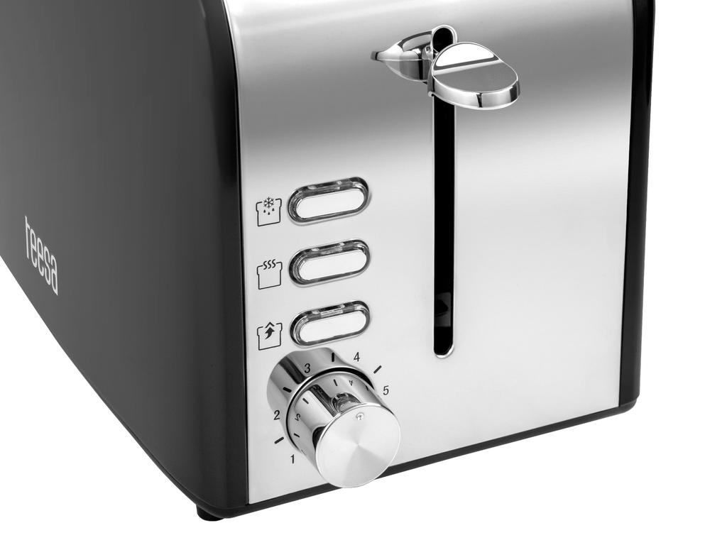 Teesa 850W Toaster 2 Toasts 6 Settings Tray