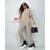 New Autumn and Winter Women's Fashion Casual Set, Solid Color Long-sleeved Shirt and Long Pants Split Two-piece Set
