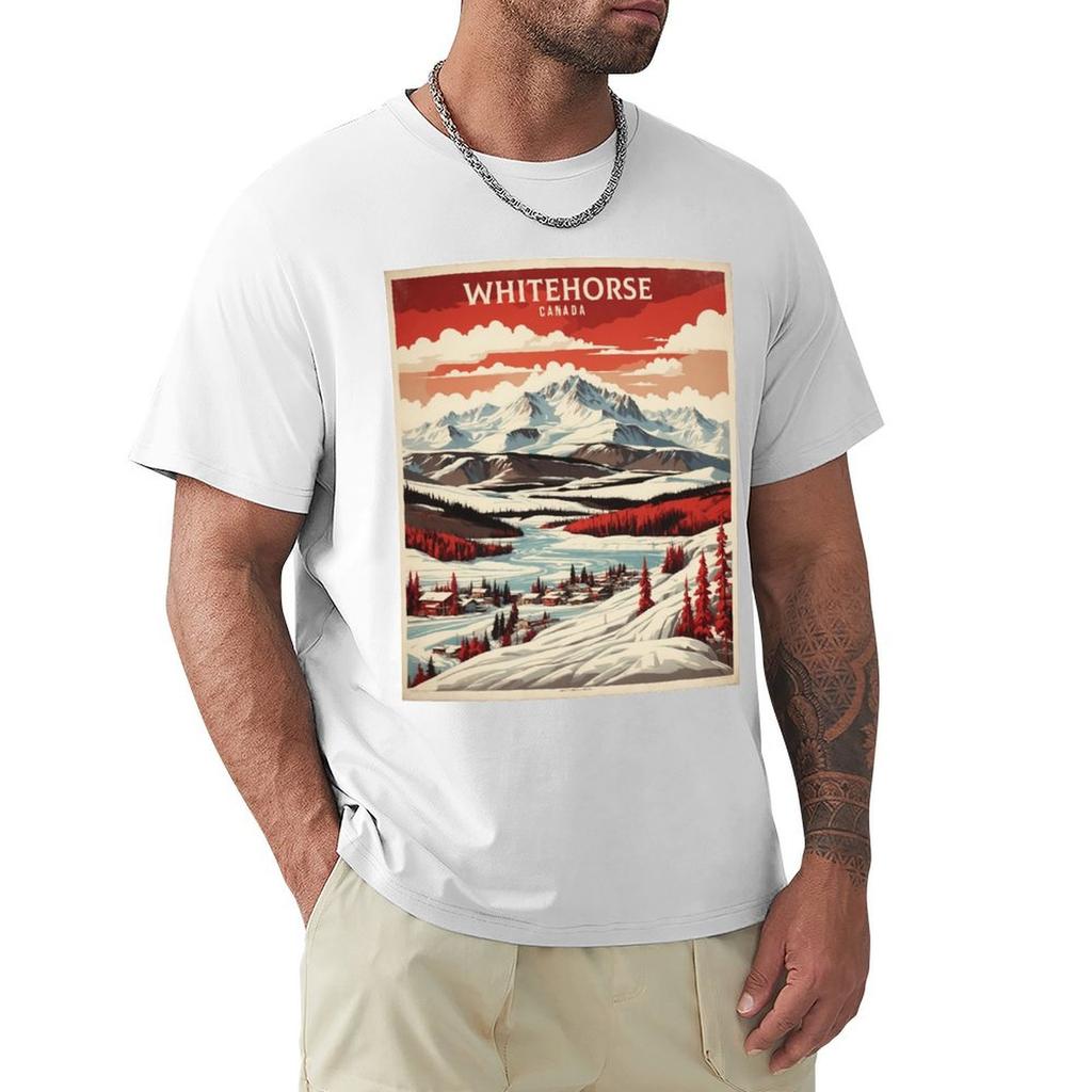 Whitehorse Canada Vintage Poster Tourism Tshirt Heavy Duty Casual Work Tee