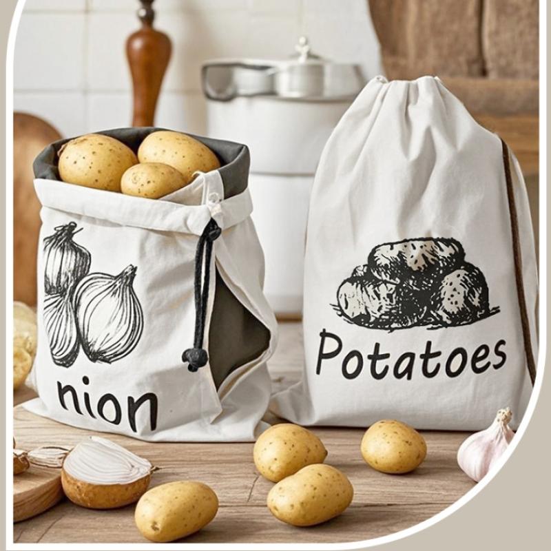 1/3Pcs Reusable Shopping Bags Vegetable Storage Bag Garlic Onion Fruit Drawstring Bags Canvas Bag Multipurpose Bags Portable