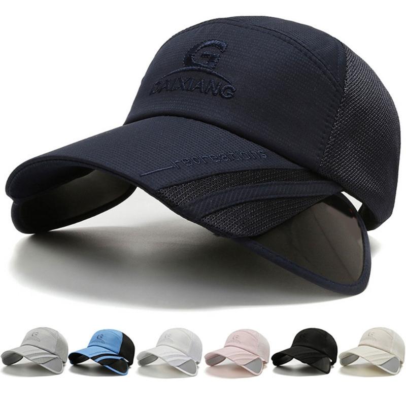 Unisex Baseball Caps Retractable Brim Polyester for Sun Hat for Spring Summer Adult Outdoor Adjustable Visor Cycling Hat