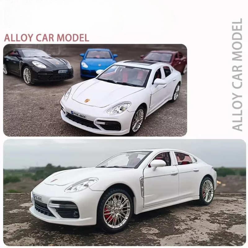 Nuevo 1:Porsche Panamera 18 - Coche de aleación fundido a presión, modelo de simulación con sonido y luz, coche de tracción trasera, juguete de colección para niños, regalo para niños