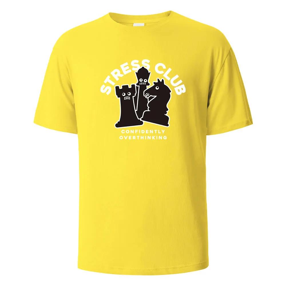 Stress Club Print T-Shirt 100% Cotton Summer Tees For UnisexOversize Casual Tops