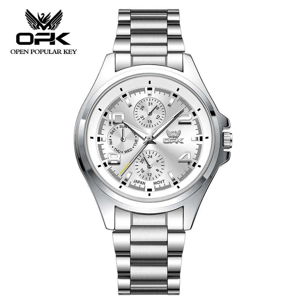 OPK 6017 Classic Mens Watch Original Quartz Movement Round Chronograph Dial Watch For Man Unique Waterproof Luminous Watch