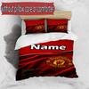 3pcs Duvet Cover Set (1*Duvet Cover + 2*Pillowcase, Without Core), Custom Name Manchester Football F.C Pattern Bedding Set, Home Bedroom Decor Gift