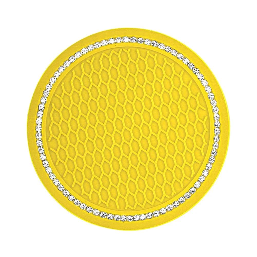 Car Water Cup Pad Holders Non-slip Diamond Rhinestone Rubber Mat for Bottle Holder Coaster Auto Interior Anti-skid Cup Holders