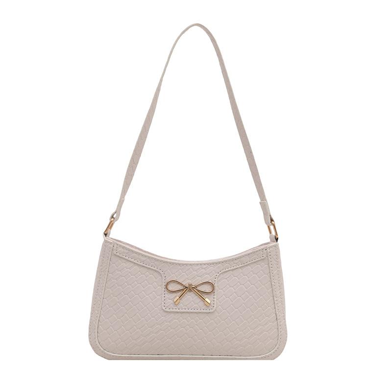 Sweet girly heart weave pattern 2025 spring new simple fashion bow underarm shoulder bag