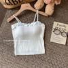 Korean Style Bowknot Patchwork Camisole with Chest Pads - Women's Summer Spicy Girl Lingerie