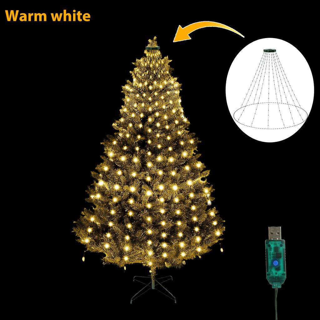 Christmas LED Circular Tree Top Light String Low-voltage Five Pointed Star Seven Color Hanging Tree Decoration Light String