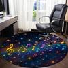 1pc Musical Notes Chair Carpet for Office, Round Polyester Mat, Indoor Decor for Office, Easycare Fabric, Washable Non-slip Area Carpet