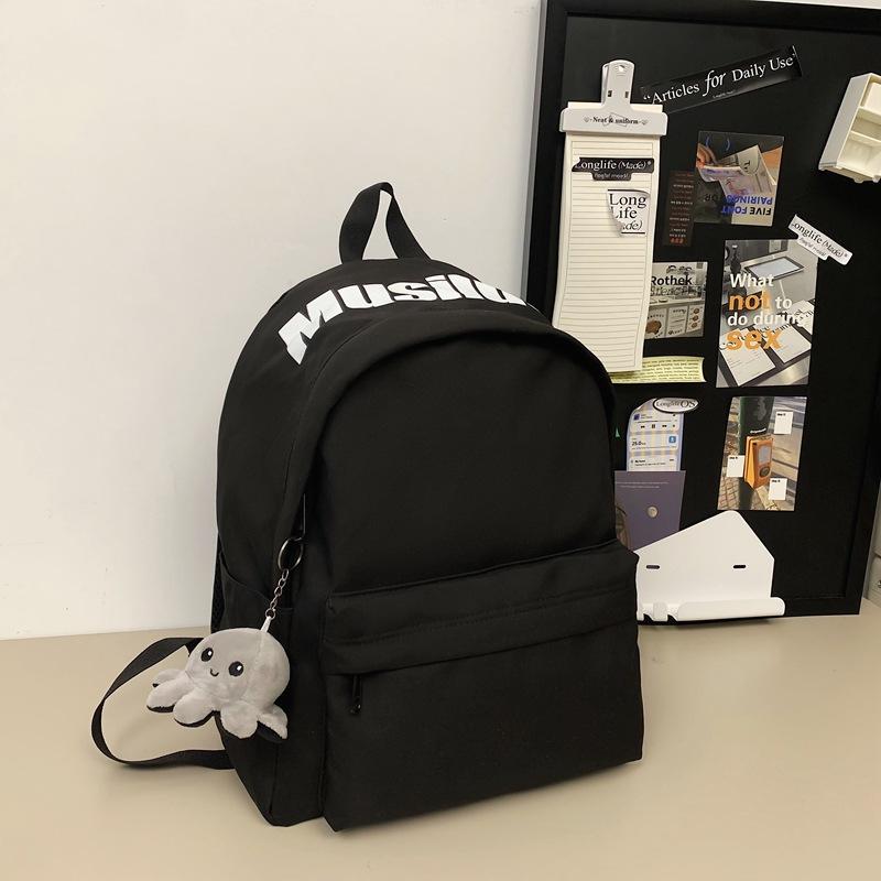 New Solid Color Popular Backpack Fashionable Simple Large Capacity High School Students Backpack School Bag