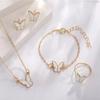 Butterfly Jewelry Sets Crystal Acrylic Romantic Bracelet Ring Necklace Earring Set for Women Wedding Dinner Dress Accessories