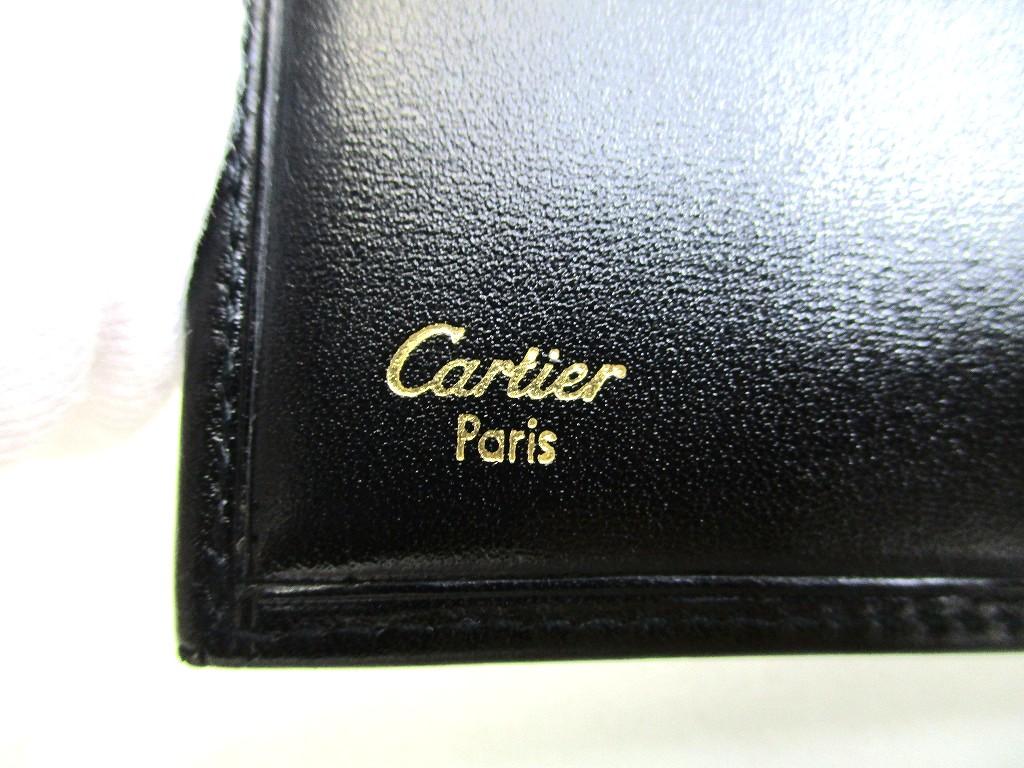 Authentic  Cartier Pasha De Cartier Black Leather Gold H/W Bifold Wallet #b255 Open Box