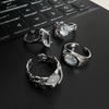 Punk Moonstone Irregular Geometric Statement Ring Unisex Open Adjustable Jewelry Fashion Accessory Trendy Band Party Gift