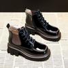 Fashion Punk Style Combat Platform Female Ankle Boots Chunky Elastic with Laces Lace-up Booties Footwear Short Shoes for Women 2024 New