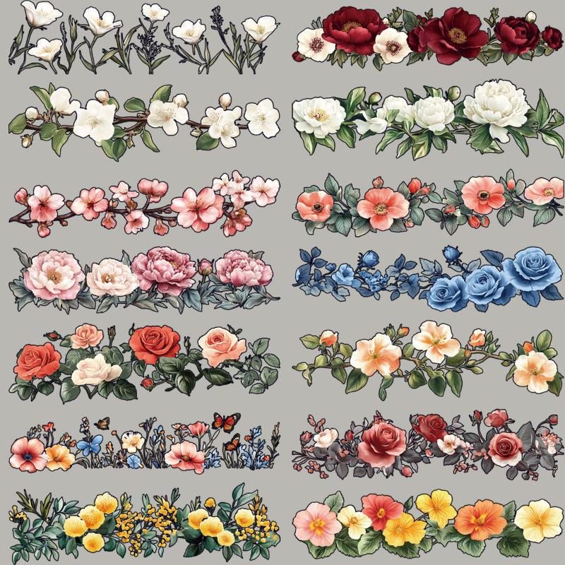 7/14Pcs Beautiful Flower Heat Transfer Patches On Clothes Easy To Cut Thermal Vinyl Heat Transfer For Dolls Clothes Diy Craft
