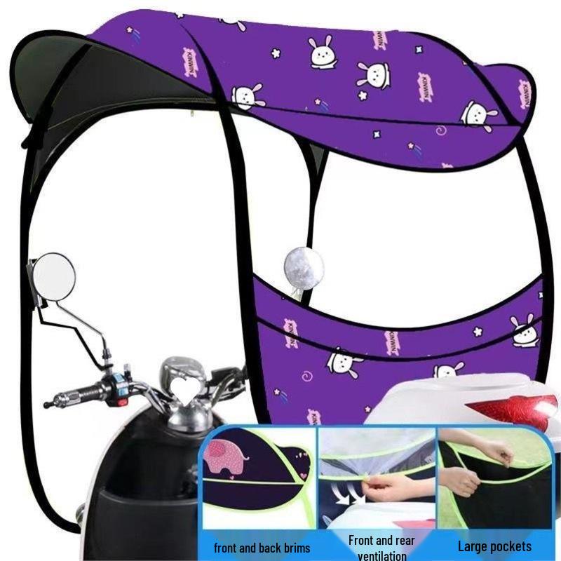 Detachable Electric Vehicle Sunshade Canopy - Thickened Windshield Awning for Battery Cars