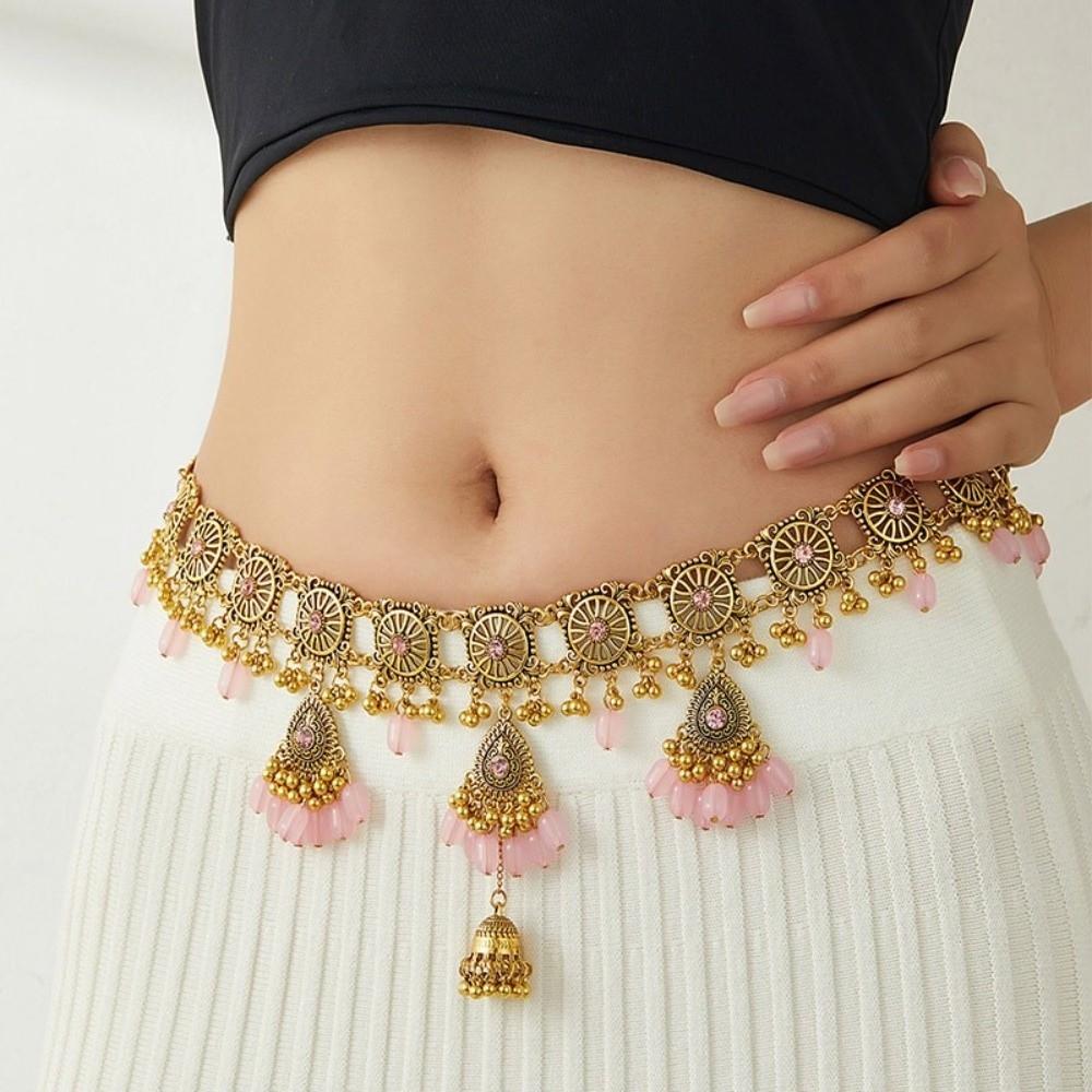 Beads Ethnic Style Belt Bell Pendant Body Chain Versatile Tassel Belly Chain  Dress Ornament