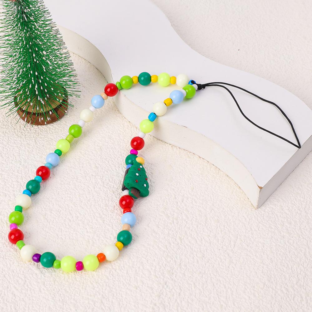 Ingenious Christmas Phone Wrist Strap Mobile Phone Chain Beaded Keychain Wristlet Lanyard Anti-lost for IPhone AirPods Samsung