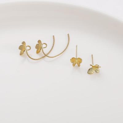 1pair Brass Butterflry Stud Earring Hook Earring Fow Women Gril Fashion Earring Findings