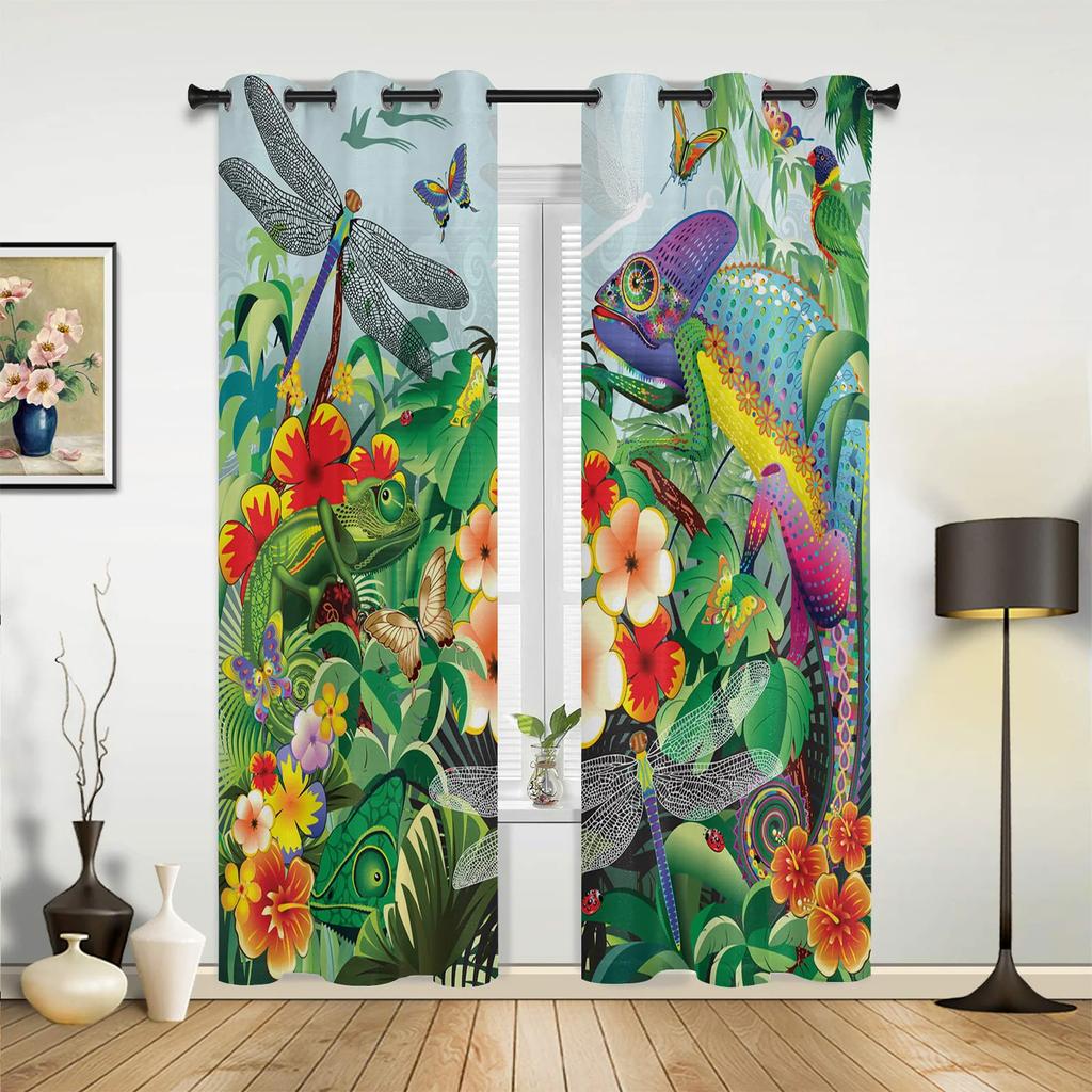 Grüne Blätter Dschungelpflanze Natur Hall Vorhänge für Wohnzimmer Küche Jungen Mädchen Schlafzimmer Langer Fenstervorhang Cortinas Heimdeko