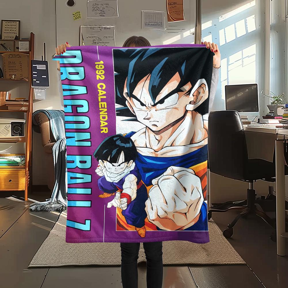

Фланелевое одеяло с принтом персонажей Dragon Ball, Высококачественное, Удобное для всех сезонов, Декор для дома, Тепло и уют, Идеально для рождественских подарков 80cm x 120cm