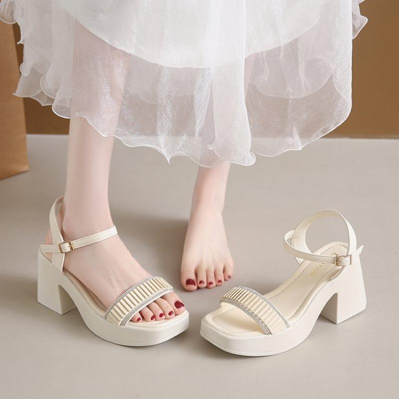 Fashion Women's Sandals Summer 2025 Elegant Heels and Comfortable Sandals Woman Luxury High Heels Fashion Buckle Strap Designer Sandals