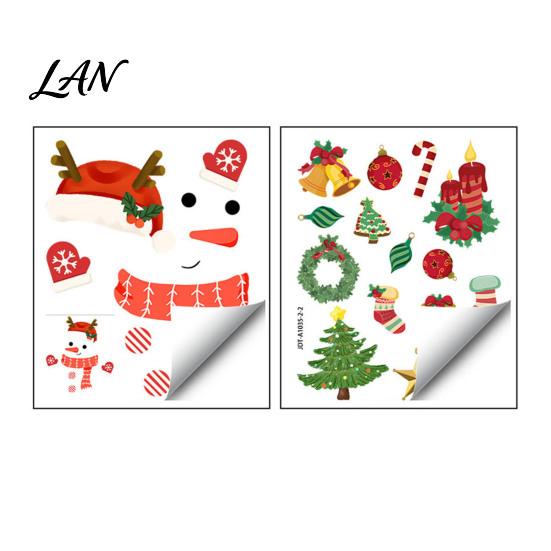 Seasonal Home Decoration Christmas Window Clings, Cartoon Antlers Snowman Wall Stickers, Waterproof PVC Static Cling Decorations Decorative Decals for