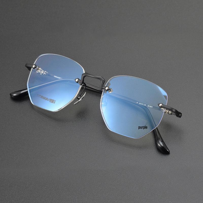 Ultra-Light Rimless Titanium Anti-Blue Light Myopia Glasses Frame – Unisex Business Optical Glasses