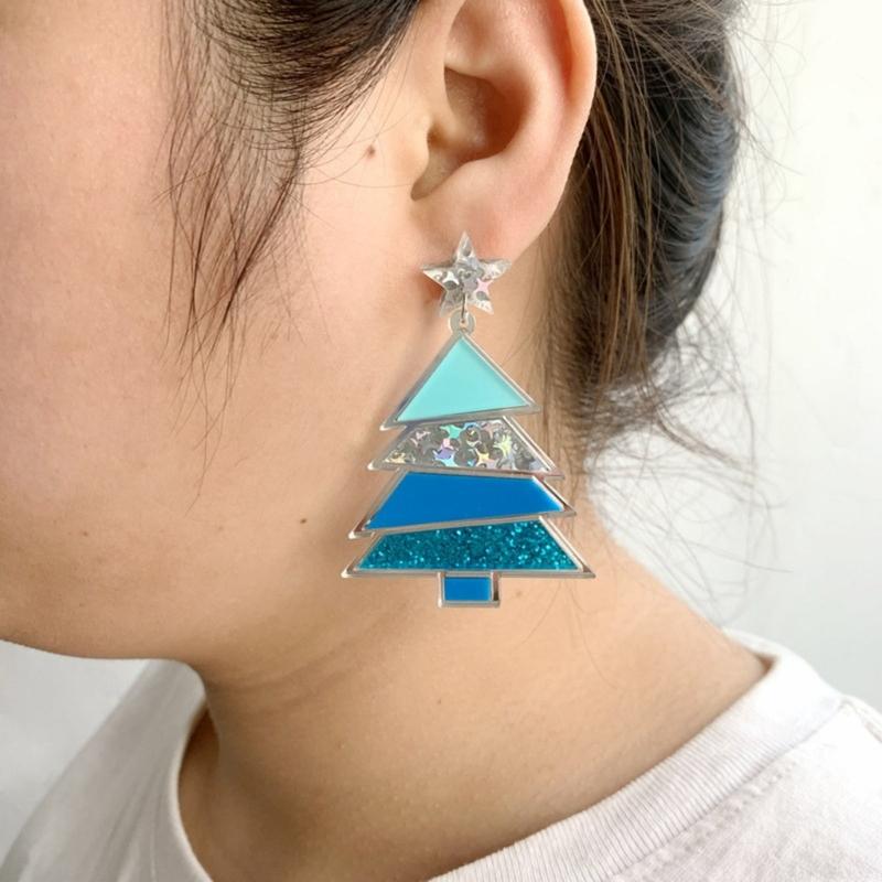 Christmas Earrings Christmas Tree Earrings Dangle Earrings Stud Earrings Pendant Earrings Acrylic Material Women Jewelry