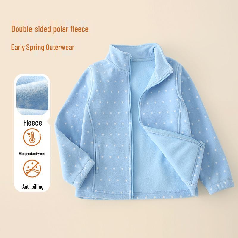 Boys' Fleece Jacket for Autumn/Winter - Stand-Up Collar, School Uniform Layer, Warm and Thick