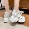 Fashion 10.5CM Women Casual Leather Sneaker Autumn Lace up High Platform Shoes Thick Sole Sport Dad Shoes Woman Sneakers Chaussure Femme