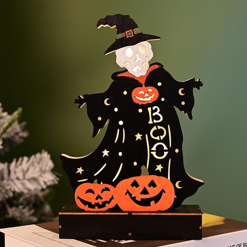 Light Up Haunted House Halloween Themed Table Topper Wooden Spooky Tabletop Light Battery Operated Ghost House Decoration