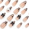 24pcs  Leopard Print Wear Armor Three-dimensional Point Diamond Bow Nail Art Fake Nail Nails
