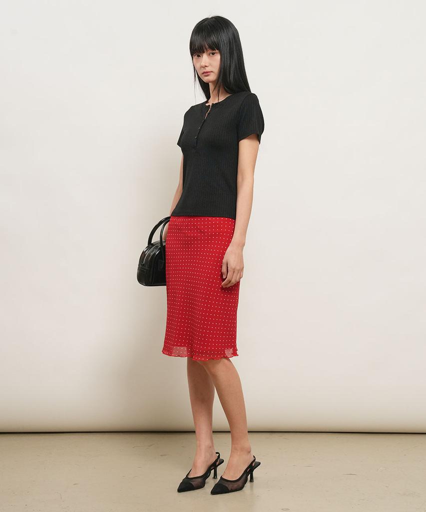 GENERALIDEA Punched Ribbed Henley Neck T-Shirt [Black] / Gf2Lts525