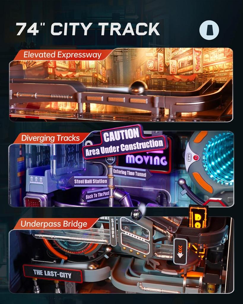 Robotime Rokr Ostatnie Miasto Równoległy Świat Zestaw Klocków Futurystyczny Tor Kulkowy Automatyczna Dekoracja do Gry 3D dla Mężczyzn Kobiet