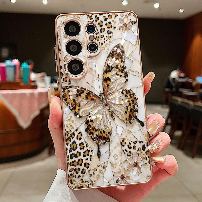 Luxury Butterfly Print Case For Samsung S26 S25 Ultra S24 Plus S23 FE S22 Ultra A55 A56 A17 A37 A57 5G Skin Feel Hybrid TPU+PC Magnetic Phone Cover