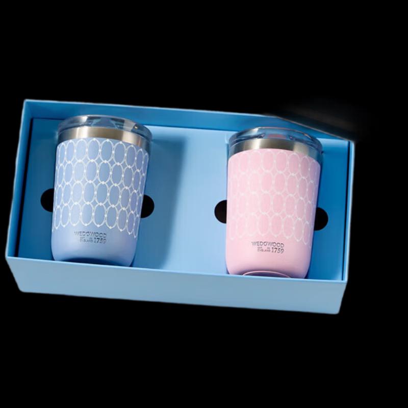 Wedgwood Golden Age Blue & Pink Insulated Travel Mug Gift Set 350ml