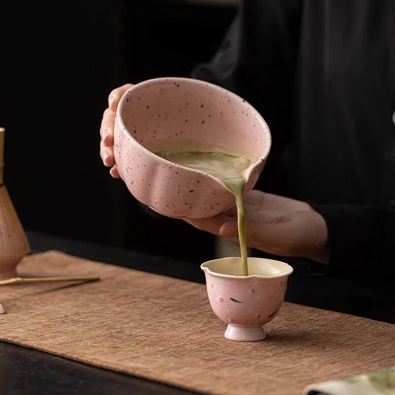 1/4PCS Pink Matcha Tea Whisk Teaware Kit Japanese Ceremony Bamboo Brush Ceramic Bowl Matcha Blender Tea Set Exquisite Gift Box