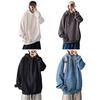 Yousheng Men Fall Winter Hoodie with Big Front Pocket Solid Color Drawstring Long Sleeves Hooded Elastic Cuff And Hem Thin Daily Wear Casual Sport Top