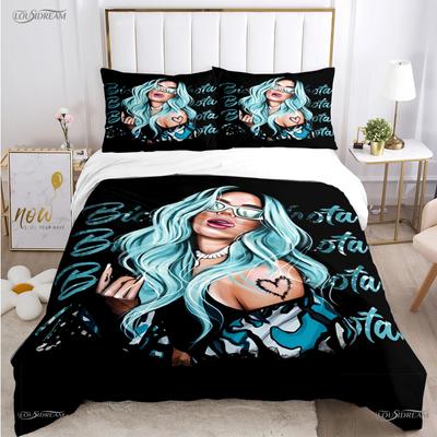 Sexy Karol G Singer-Bettwäscheset für alle Jahreszeiten, Bettbezug, Bettdecke, weicher Bettbezug und Kissenbezüge für Teenager, Einzelbett, Doppelbett, Queensize-Bett, Kingsize